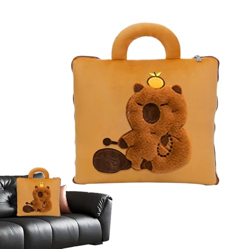 Tktouci Manta De Viaje Compacta - 2 en 1 Manta de Viaje con Almohada Capibara para Avión - Soporte Compacto para Cabeza y Colchoneta para Dormir Niños Adultos Bebés,Para Ninos Pequenos Y Adultos Hogar
