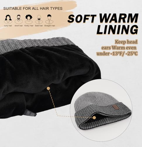 Image of Wmcaps Warm Beanie for Men Women, Fleece Lined Beanie Warm Winter Caps Unisex Fashion Knit Cuffed Cap