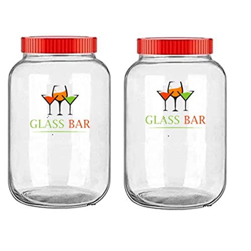 GLASS BAR Glass Pantry Jars- Cube Glass Jar withLid for Kitchen Storage – CEP (2300 ML / 2 KG) – Pack of 1)