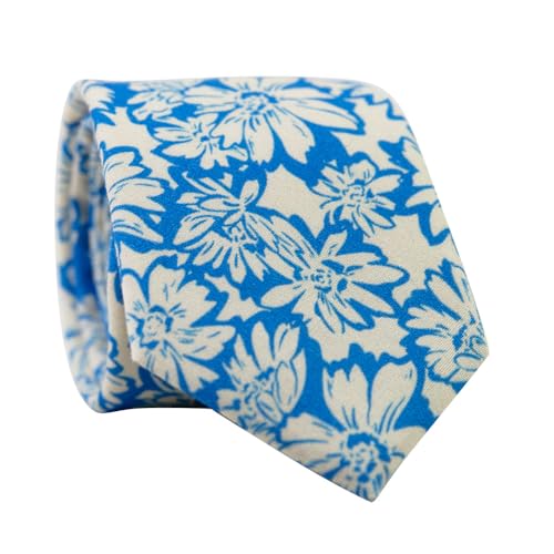 Image of DAZI Men's Skinny Tie Floral Print Cotton Necktie, Great for Weddings, Groom, Groomsmen, Missions, Dances, Gifts.