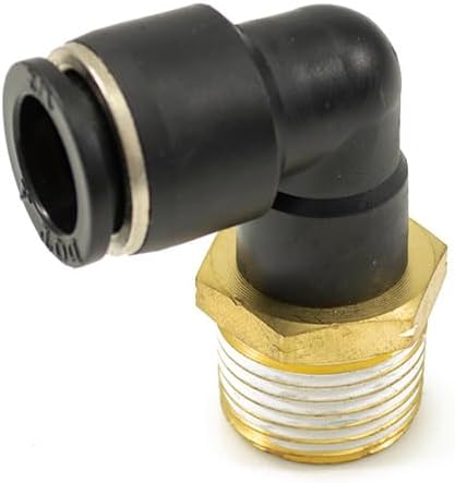 1/2" Male NPT to 1/2" Push-to-Connect Brass Elbow Air Line Fitting