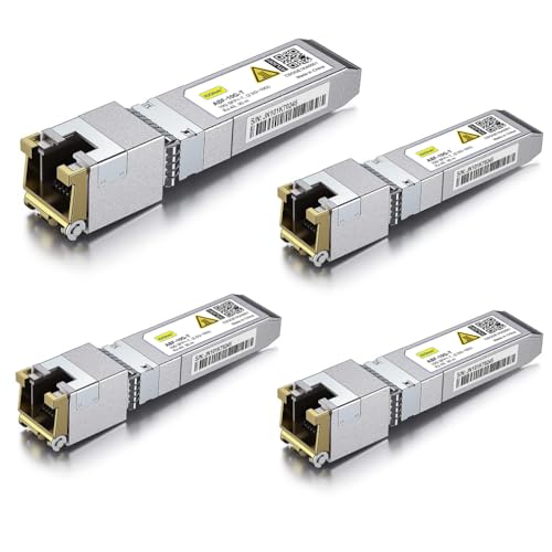 Image of 10Gtek 10Gb SFP+ to RJ45 Transceiver, 10Gbase-T Ethernet Module Support 10G /5G /2.5G, up to 30 meters, Compatible with Cisco, Ubiquiti, Meraki, MikroTik, Supermicro and more (Model: RTL8261), Pack of 4