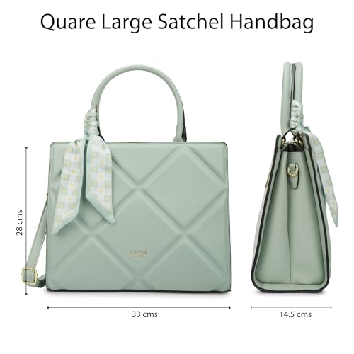 Image of Lavie Luxe Women's Quare25 Medium Debossed Satchel Handbag for Women | Satchel Bag for Work | Ladies purse | Stylish Shoulder Bag | Gift for Women
