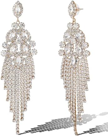 Jessica Simpson Clear Crystal Dangle Earrings for Women, Gold-Ton...