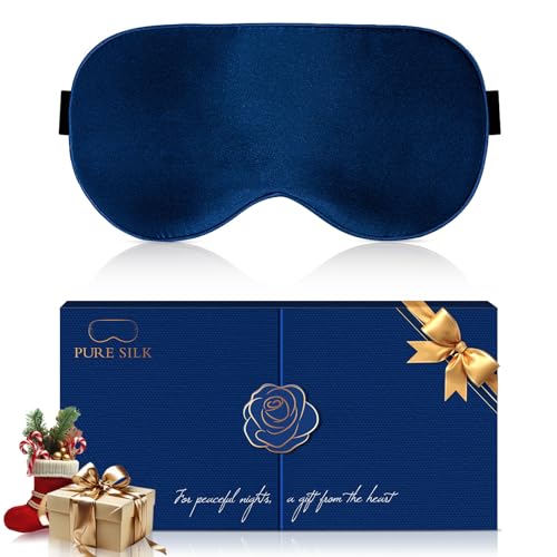 Aosun Luxus Seiden Schlafmaske, Geschenke für Frauen & Männer, 100% Seide, 22 Momme Schlafbrille für Entspannung & Gesunden Schlaf, Perfekt für Weihnachten, Geburtstag, Mutterta