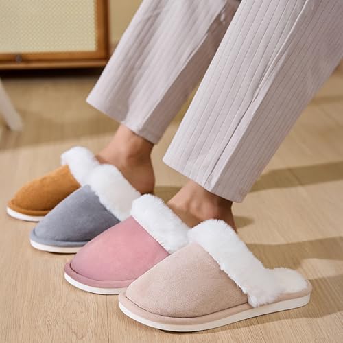 Afellicy Womens Memory Foam Slippers Warm Faux Fur House Shoes Indoor and Outdoor Lining Bedroom Fuzzy Slipper4