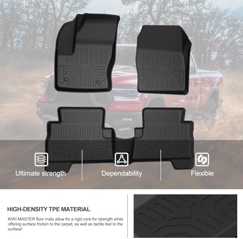 KIWI MASTER Floor Mats for 2013-2019 Ford Escape/C-Max, Custom Fit All Weather Car Mats, Heavy Duty TPE Floor Liners, Front & Rear 2 Row, Black - 5