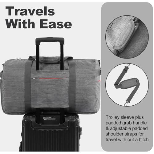 Image of Canway 65L Foldable Duffle Bag with Shoes Compartment, Water-Resistant Packable Travel Duffel for Gym, Weekend Trips, Lightweight Carry on Luggage for Men & Women