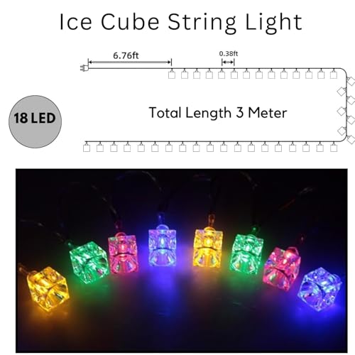 Image of One94Store 14 LED, 3 Meter Ice Cube String Lights - Multicolor Fairy Lights | AC Powered, Waterproof Decorative Lights for Home decore, Diwali & Festive Decore (Multicolor)