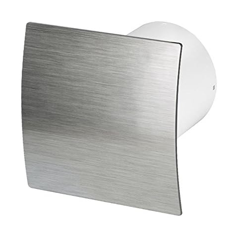 Bathroom Extractor Fan 100 mm / 4" Brushed Chrome Finish Front Panel with Humidy Sensor and Timer Cover