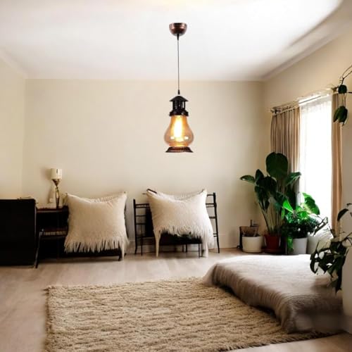 Image of Cherry Hanging Pendant Light for Home, Vintage Ceiling Lamp for Dining Room, Living, Bedroom, Metal & Glass Indoor Light Fixture, (Bulb not Included) Pack of 1