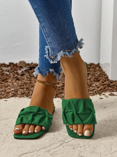 Image of GORGLITTER Women's Summer Cute Flat Sandals Dress Slide Sandals Square Toe Wedding Shoes Vacation Trendy Sandals 2026