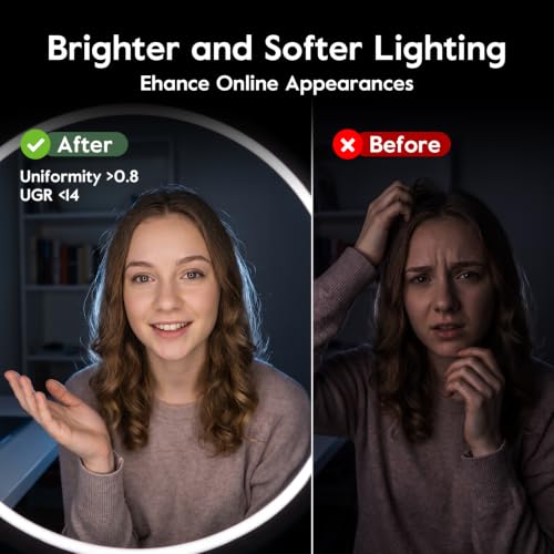 Image of Zoom Lighting for Computer, 8 inch Ring Light with Stand for Desk