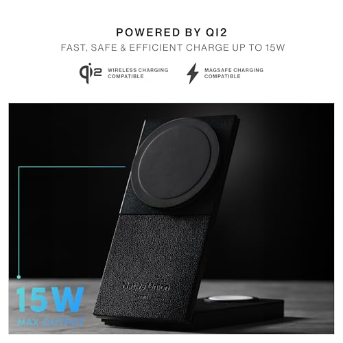 Image of Native Union Rise 3-in-1 Magnetic Wireless Charger - Qi2 Certified & MagSafe - 15W Fast-Charging Foldable Charging Stand for iPhone Air, 17 with Charging for AirPods(Pro) & Apple Watch (Sandstone)