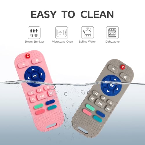 Image of Hooku 2 Pack Silicone Teething Toys for Babies 0-6 Months, Teethers for Babies 6-12 Months, Remote Teether for Baby, Sensory Toys for Babies, Baby Chew Toys