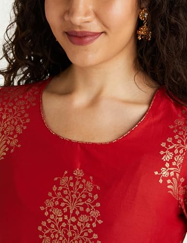 Image of BIBA Women Straight Cotton Straight Kurta Palazzo Suit Set