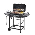 4 Burner Gas Grill with Side Burner, 42000 BTU High-Power Outdoor BBQ Grill, Portable Propane Grill with Wheels & Side Tables for Patio Backyard, Large Cooking Area 46.5"L x 21.85"W x 40.9"H