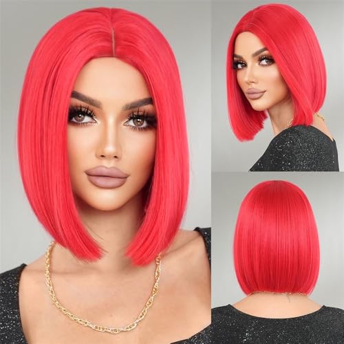 Perruque courte et lisse rouge solution postiche pour changer de look de fête rapidement