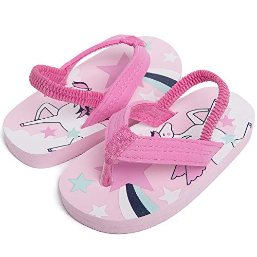 Image of Boys Girls Strap Flip Flops Sandals Cute Cartoon Unicorn Shark Toddler Flip Flop Kids Pool Beach Flat Slide Summer Water Shoes