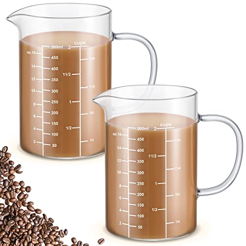 Roshtia 2 Pzas Vaso Medidor Vidrio 500 ml con Asa miniatura 1