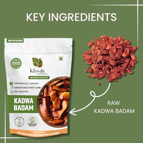 Image of Khyati Naturals Kadwa Badam | Premium Bitter Almonds | Sugar Badam Seeds for Diabetes | Sky Fruit Mahogany Seeds | Raw & Natural Superfood for Health, Cooking, Baking & Supplements (250g)