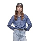  Von Dutch Chemise Femme Den, Chemise Jeans Femme, Coupe Droite & Manches Longues, Bleu Taille S