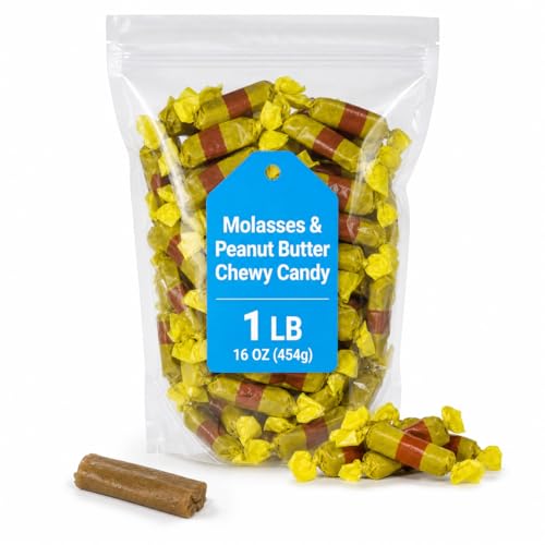 Chewy Molasses & Peanut Butter Candy, Gluten Free Vegan Kosher, 1 lb image 2