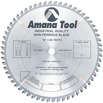 Amana Tool - 510601 Carbide Tipped Aluminum & Non-Ferrous Metals 10" Dia x 60T Tcg