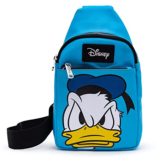 Disney Bag, Sling, Donald Duck Face Close Up, Blue, Bounding, Vegan Leather2