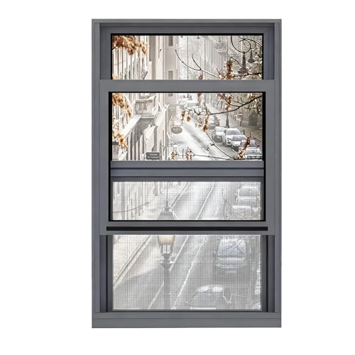 Bakufu 18x25in / 46x64cm Aluminum Clear Ventilation Replacement Window Gray, Large Vertical Sliding Window, 10 11 12 13 14 15 16 17 18 19 20 21 22 23 24 25 26 27 inchs