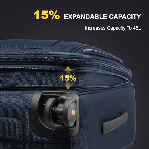 Image of LEVEL8 Carry On Luggage Airline Approved with Compartment, Softside Expandable Rolling Suitcase with Spinner Wheels, Blue, Carry-On 20-Inch