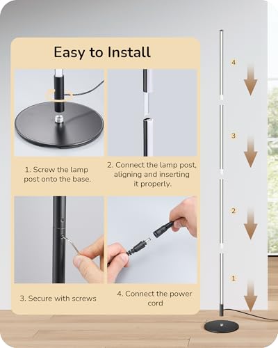 EDISHINE 59.8" Floor Lamp with Remote & 3 Height Settings, Dimmable & 3CCT - image 6