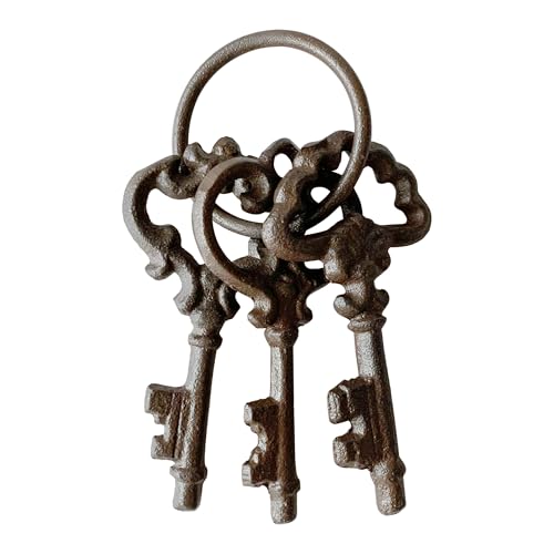 Zorues Vintage Skeleton Key Ring, Antique Cast Iron Pirate Treasure