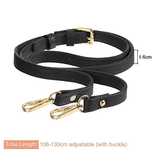 Image of uxcell Purse Strap, Leather Adjustable Replacement Strap for Women's Crossbody Handbags Bag, 0.6 inch Wide, 41-51 inch Long (Black)