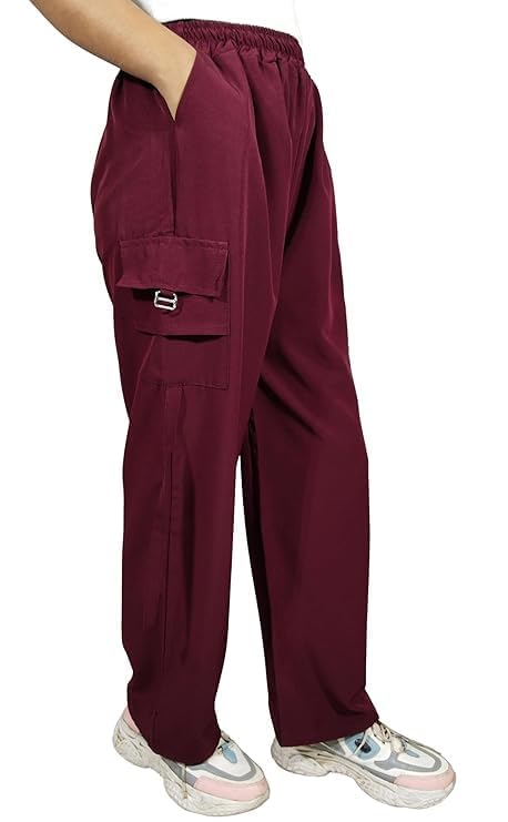 Image of ARYANSH Shoppe 4 Pocket Straight-Fit Cargo Trouser Pants for Kids Girls | Stylish High-Waist Casual Wear with Pockets | Small to XXL