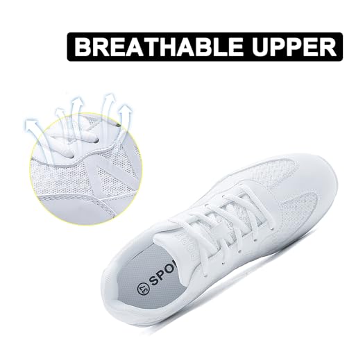 FLIOZY Womens Cheer Dance Shoes Girls White Breathable Lightweight Cheerleading Competition Shoes Athletic Sport Training2