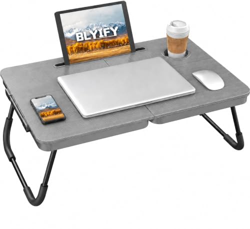 BUYIFY 23.4' Foldable Lap Desk Bed Table with Cup...