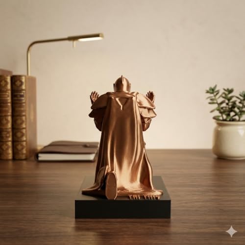 Image of Pen Holder Sculpture Eco PLA Water Resistant Scratch Resistant Desk Organizer 5x4x3 Inches Satin Silk Metallic Finish Armour Decorative Tool Stand (Copper - Customisable)