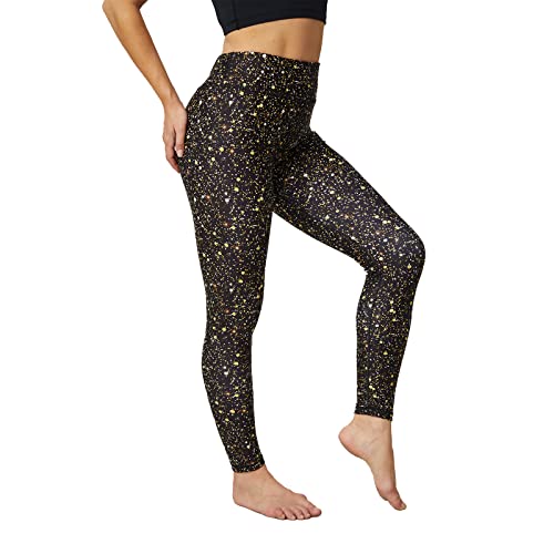 Uiuo-Uipeu 7/8 Leggings For Women Tummy Control Workout Yoga Pants Butt Lifting Printed Leggings Gold Dust 25.5" Inseam Large #TOP1