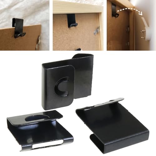 Image of Heyous 100PCS Photo Frame Clips Black Metal S Hook Back Plate Serrated Clip Photo Frame Hardware for Photo Frame and Canvases
