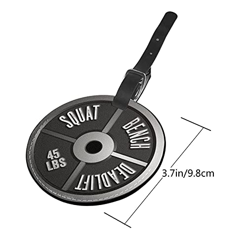 Luggage Tag Barbell Plate Squat Bench Deadlift Weight, Pu Leather Bag Travel Suitcases Id Identifier Baggage Label for Women Men Boys Girls4