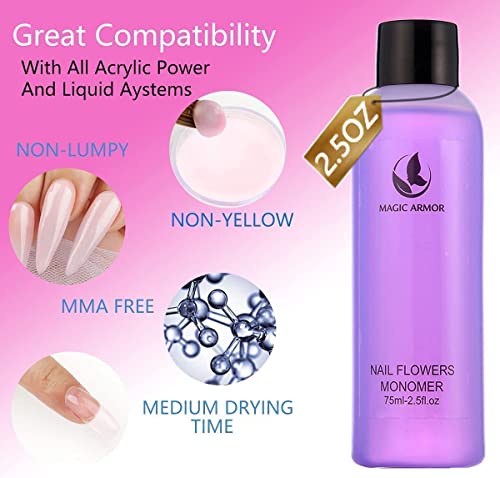Magic Armor Acrylic Liquid Monomer - 150Ml Acrylic For Professional Liquid Monomer Liquid Monomer Nail System Kit For Acrylic Nails Extension Quick Dry Time (150Ml) #TOP1