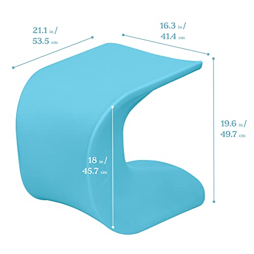 Image of ECR4Kids Wave Seat Perch Stool, 18in - 19.6in Seat Height, Flexible Seating, Cyan