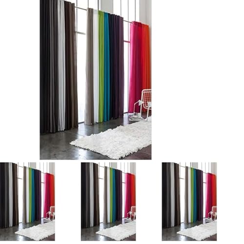 TODAY 257348 Rideau à Oeillets Polyester Zinc/Gris 140 x 260 cm (Lot de 4)