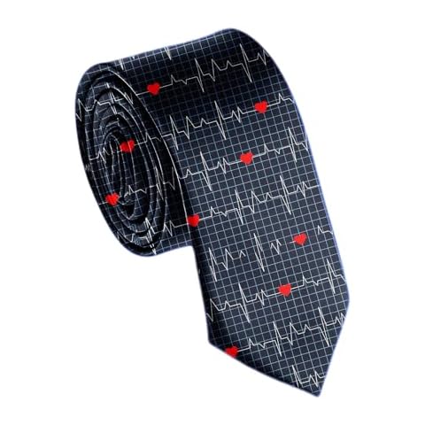 WOAIDY Men's Ties Heartbeat Necktie Skinny Neck Tie for Weddings Party Business Groom Dances Cover