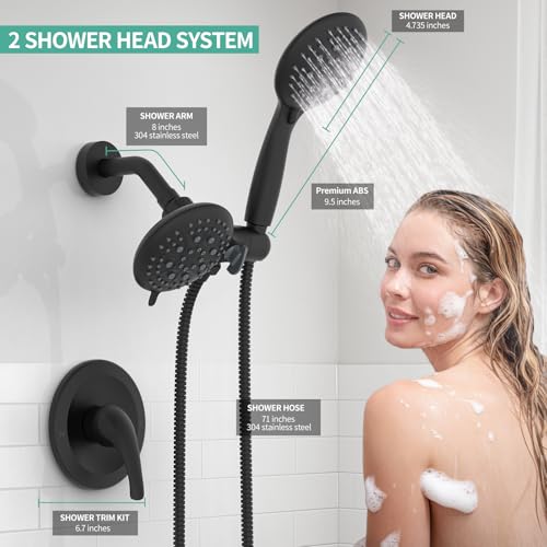Image of SR SUN RISE Dual 2 in 1 Shower System with Handheld,Matte Black