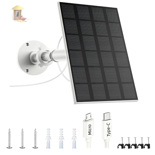 Solar Panel for Bird Feeder 3W Continuous Power Supply with Type-C Plug for Bird Feeder Camera