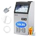 ROVSUN Built-in Stainless Steel Freestanding Ice Maker,100lbs/24h, 33lbs Storage,Under Counter /Commercial /Portable Automatic Ice Machine for Restaurant Bar Cafe,5 Accessories,18"Lx16"Wx31"H,115V (Black)