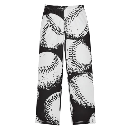 ZZXXB Baseball Retro Print Boys Long Pants Soft Trousers Elastic Waist Kids Lounge Bottoms with Pockets S-XL