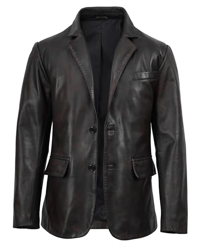 Image of Decrum Lambskin Leather Blazer for Men - Genuine Leather Sport Coat for Formal & Business Casual